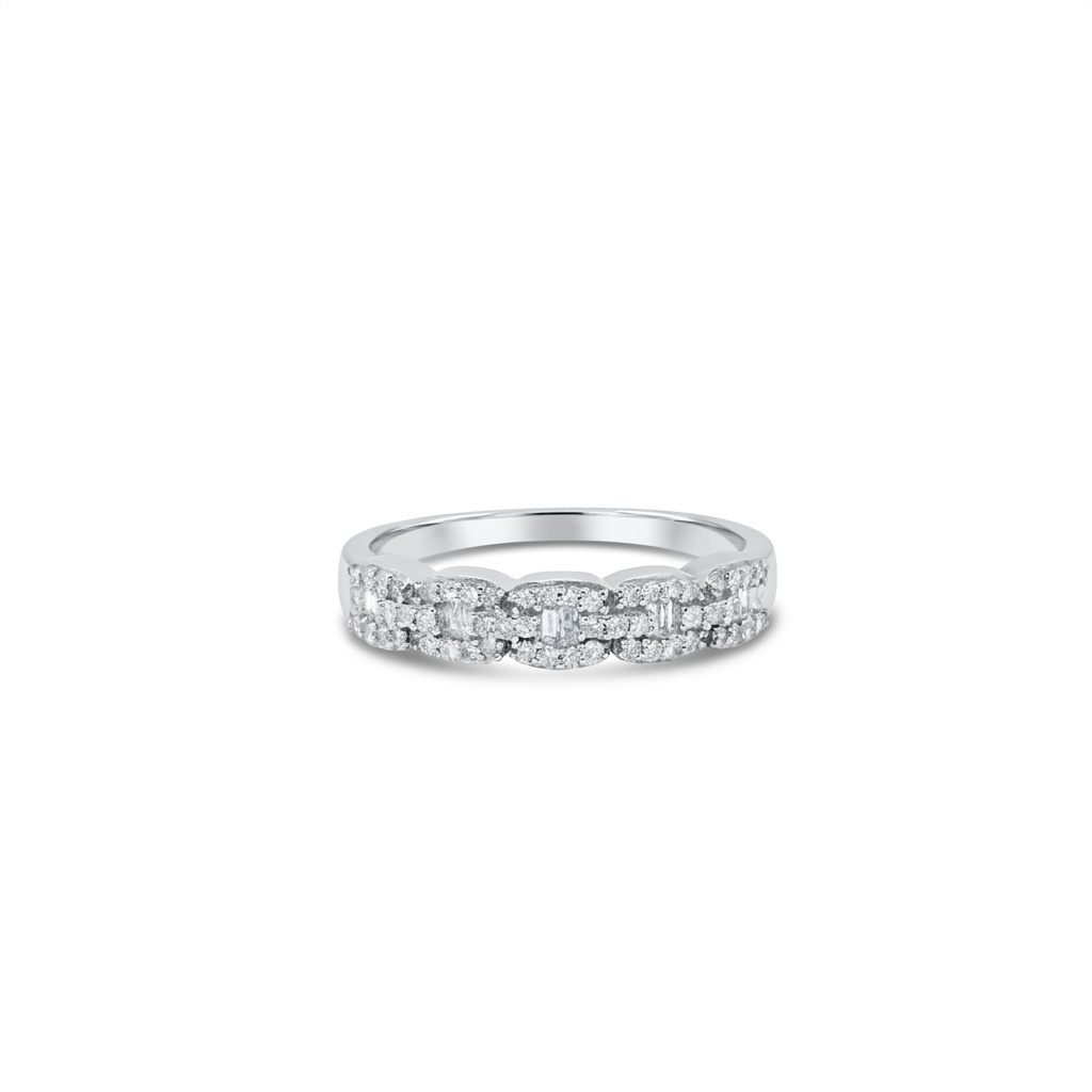 Natural Diamonds (0.25 CTW) Link Designer Band, Size 7, 14K White Gold