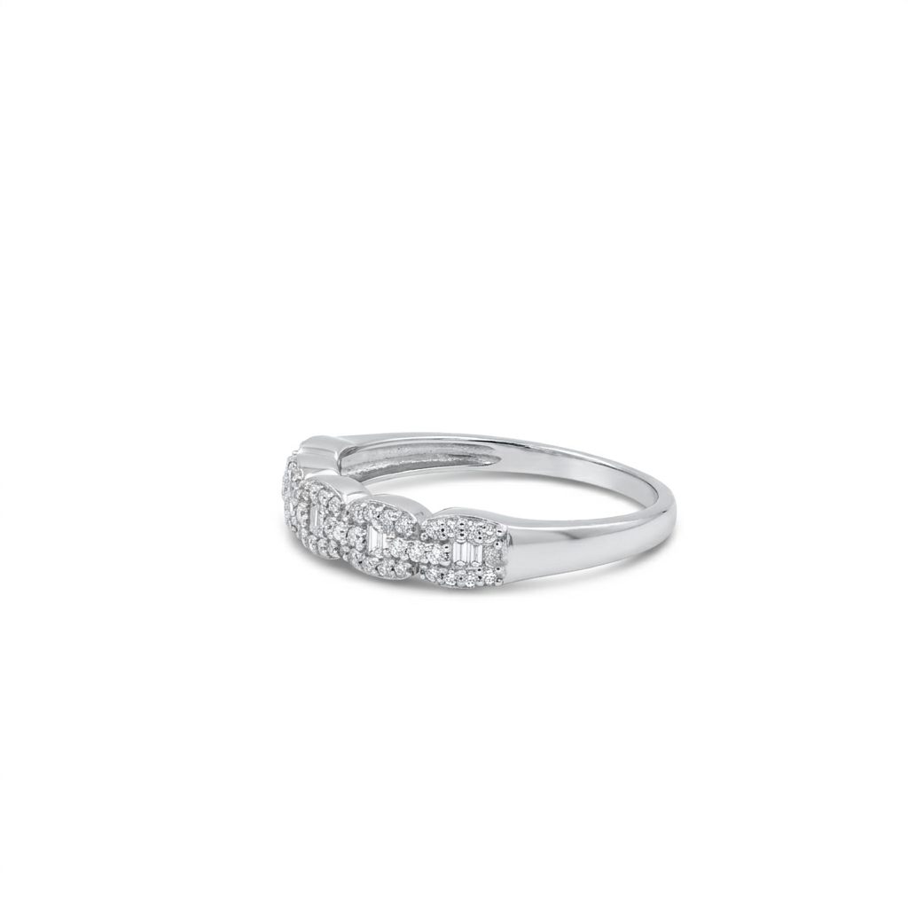 Natural Diamonds (0.25 CTW) Link Designer Band, Size 7, 14K White Gold