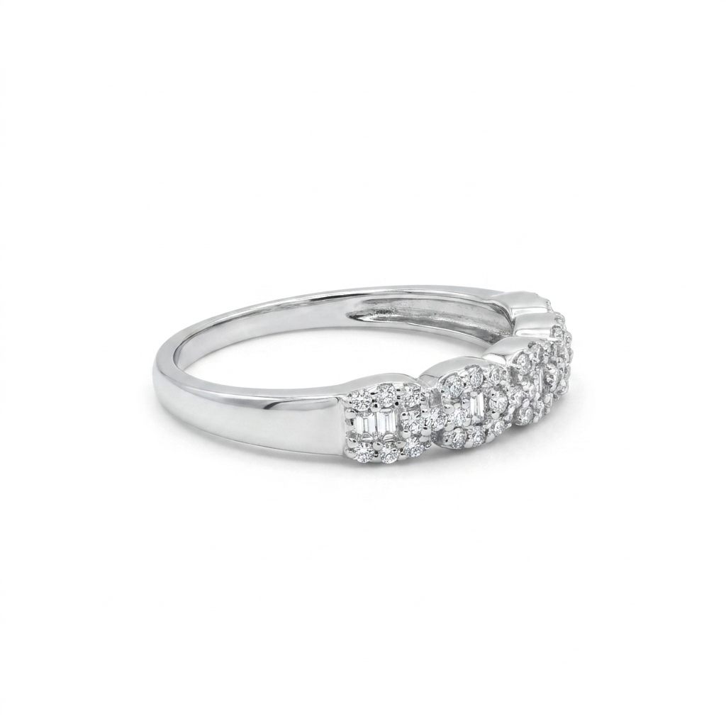 Natural Diamonds (0.25 CTW) Link Designer Band, Size 7, 14K White Gold