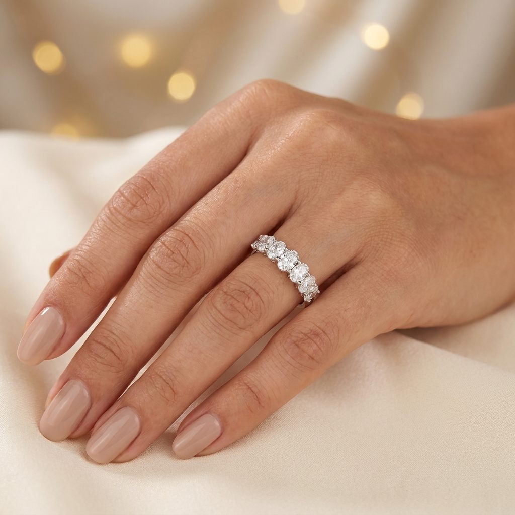 1 CT Lab Grown Diamond Band,  14K White Gold