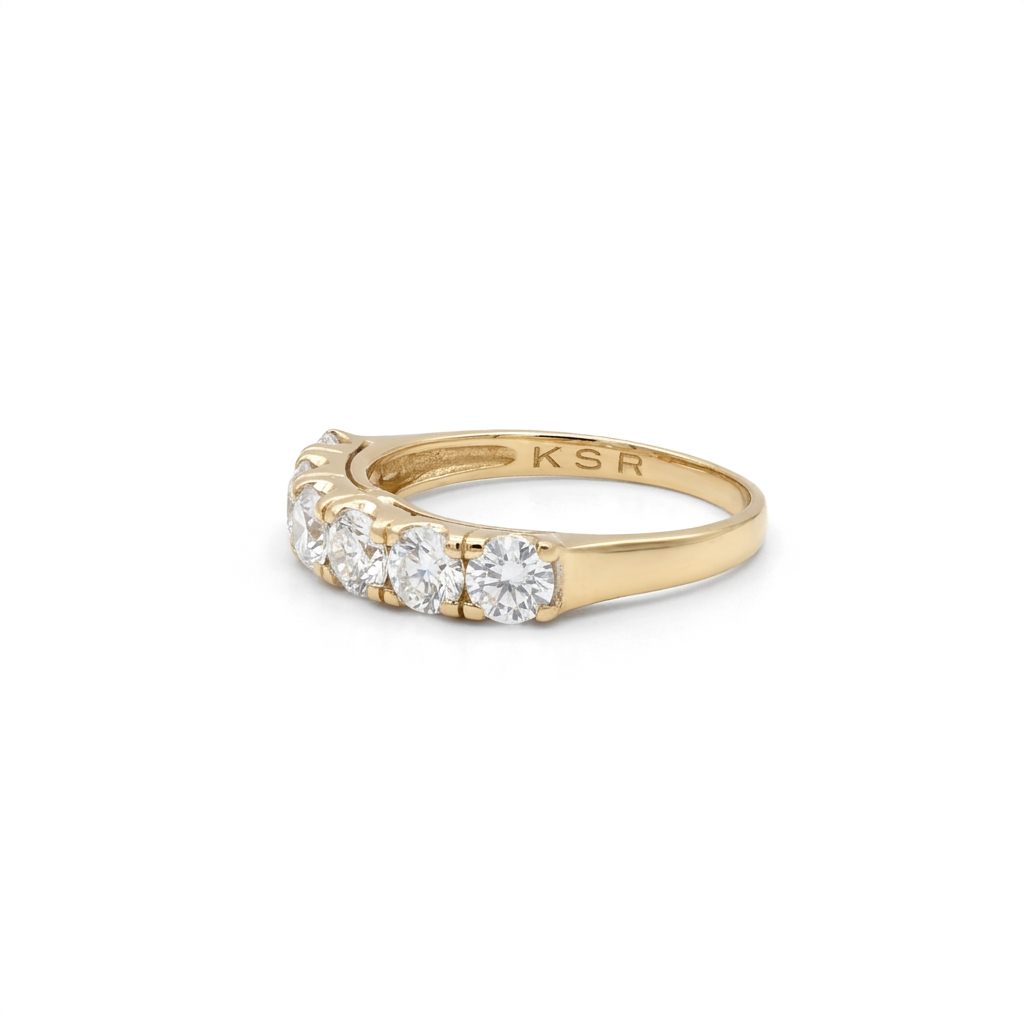 6 stone anniversary band, with Moissanite, Size 8, 2.2G, 10K Yellow Gold