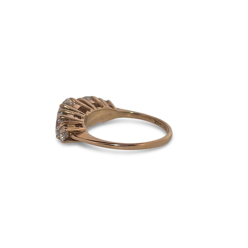 10K Yellow Gold Ring, set with 5 Moissanites, 2.6g, Size 6.