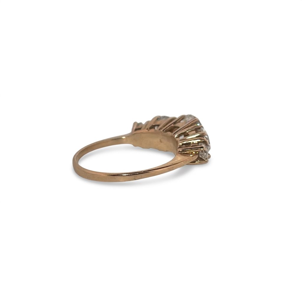10K Yellow Gold Ring, set with 5 Moissanites, 2.6g, Size 6.