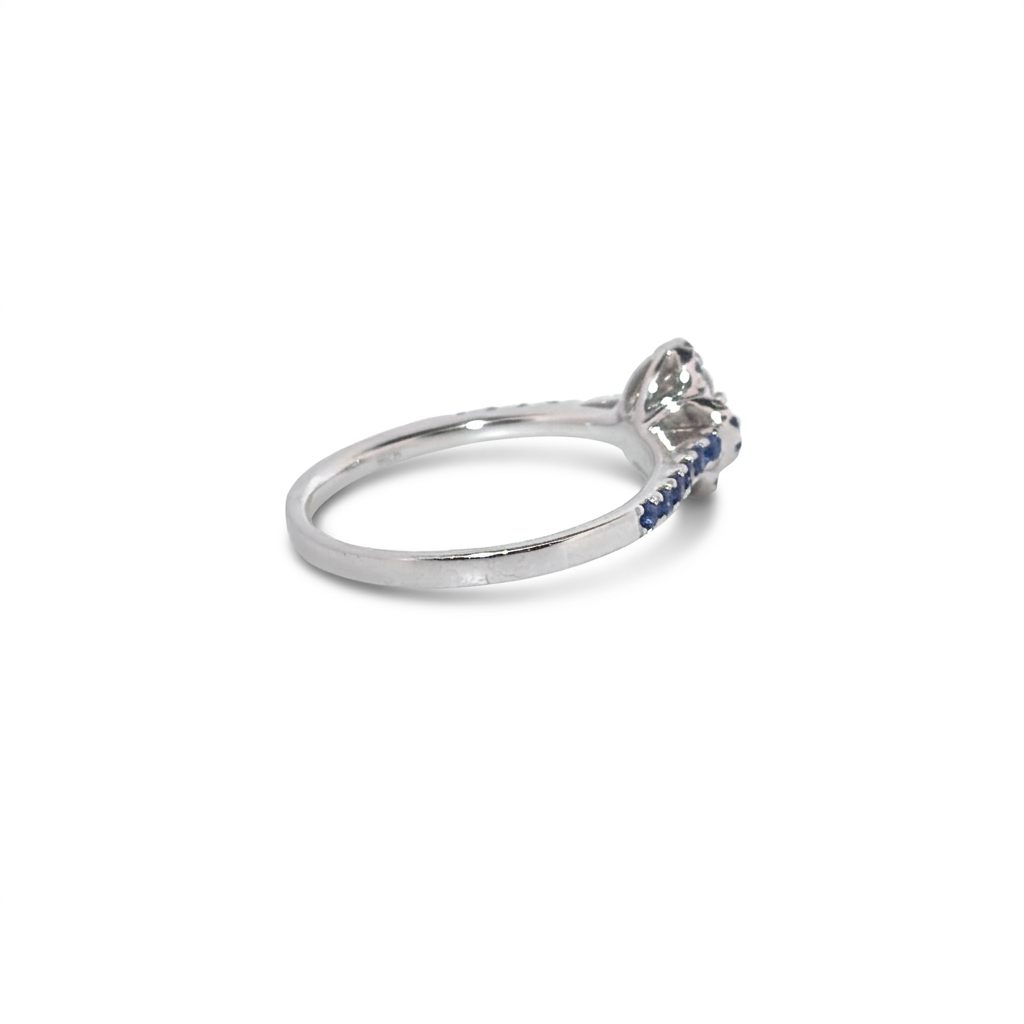 Ladies Ring, Natural Diamonds (1/8CTW) with Natural Sapphire 1/3CTW, 14K White Gold