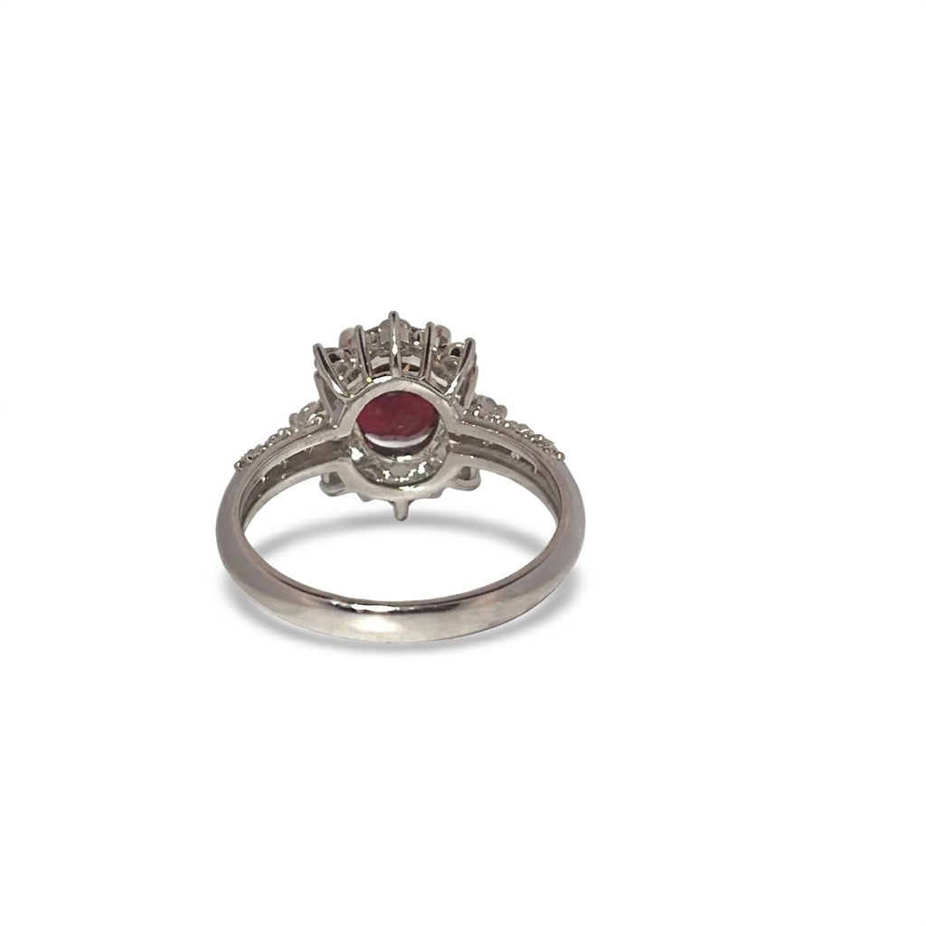 Brilliant Cut, Oval Shape,Notable Gem, Burmese Red Spinel(1.72CT, 7.600x6.75mm) No Heat and No treat. Mounted on Platinum 950 with 0.60 Natural Diamonds - GIA Certified (GIA-2235573476).