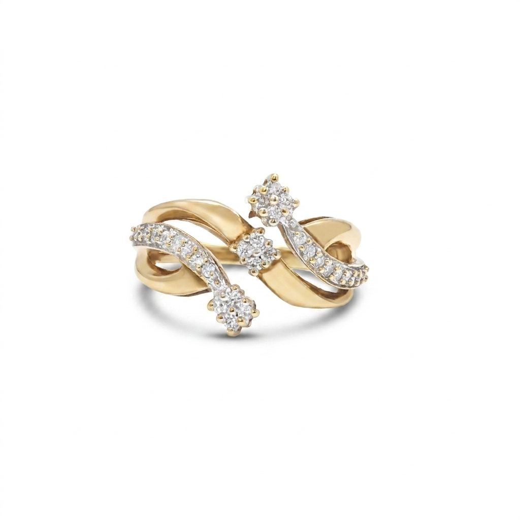 Natural Diamonds (0.054CT) Size 6.5, 10K Yellow Gold