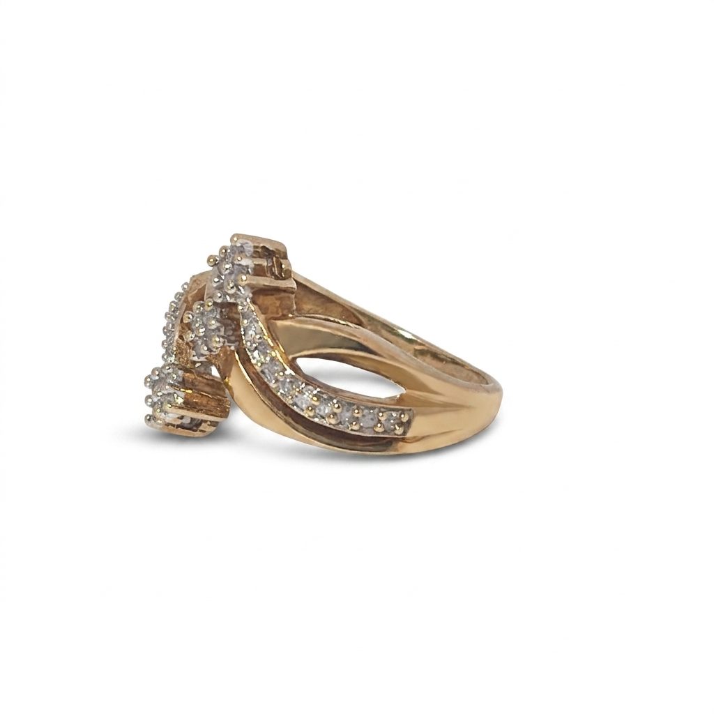 Natural Diamonds (0.054CT) Size 6.5, 10K Yellow Gold