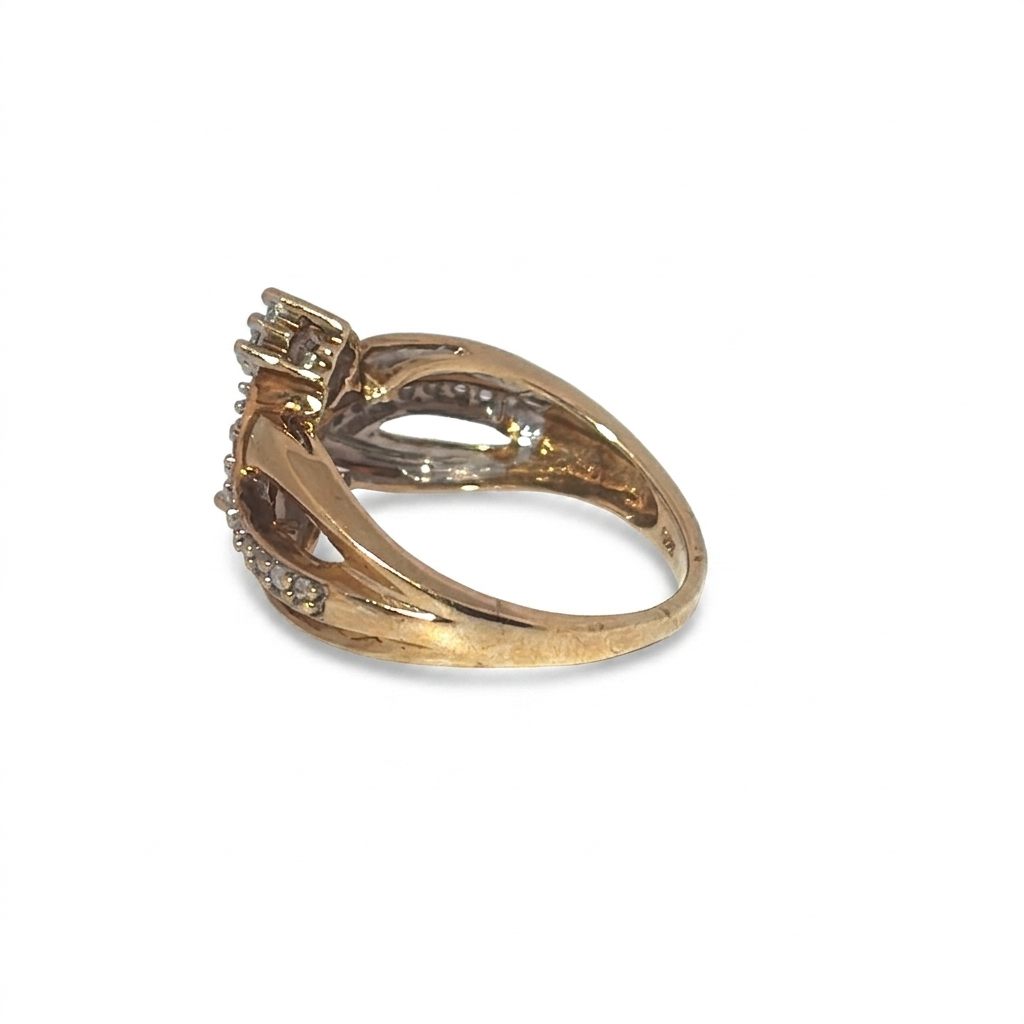 Natural Diamonds (0.054CT) Size 6.5, 10K Yellow Gold