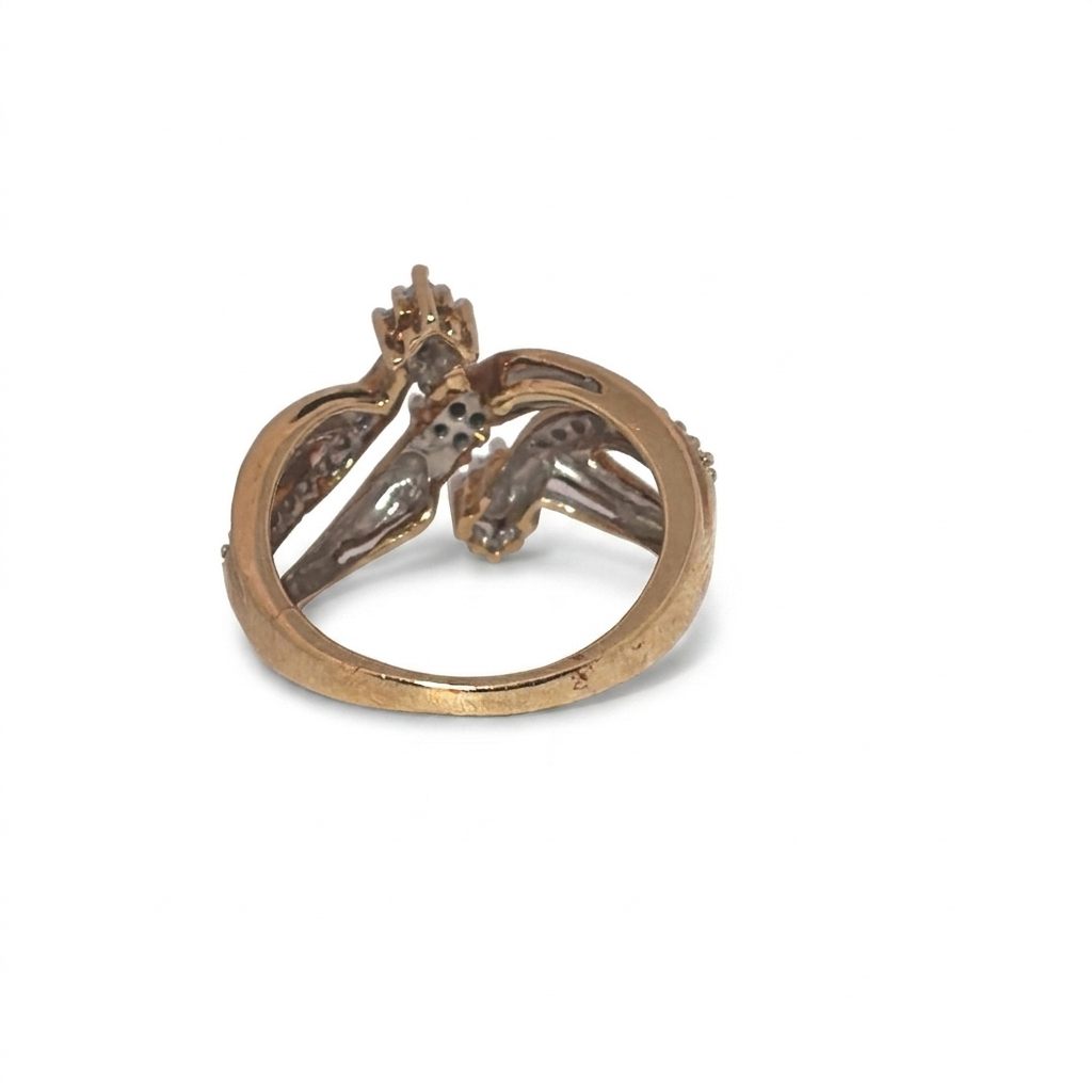 Natural Diamonds (0.054CT) Size 6.5, 10K Yellow Gold