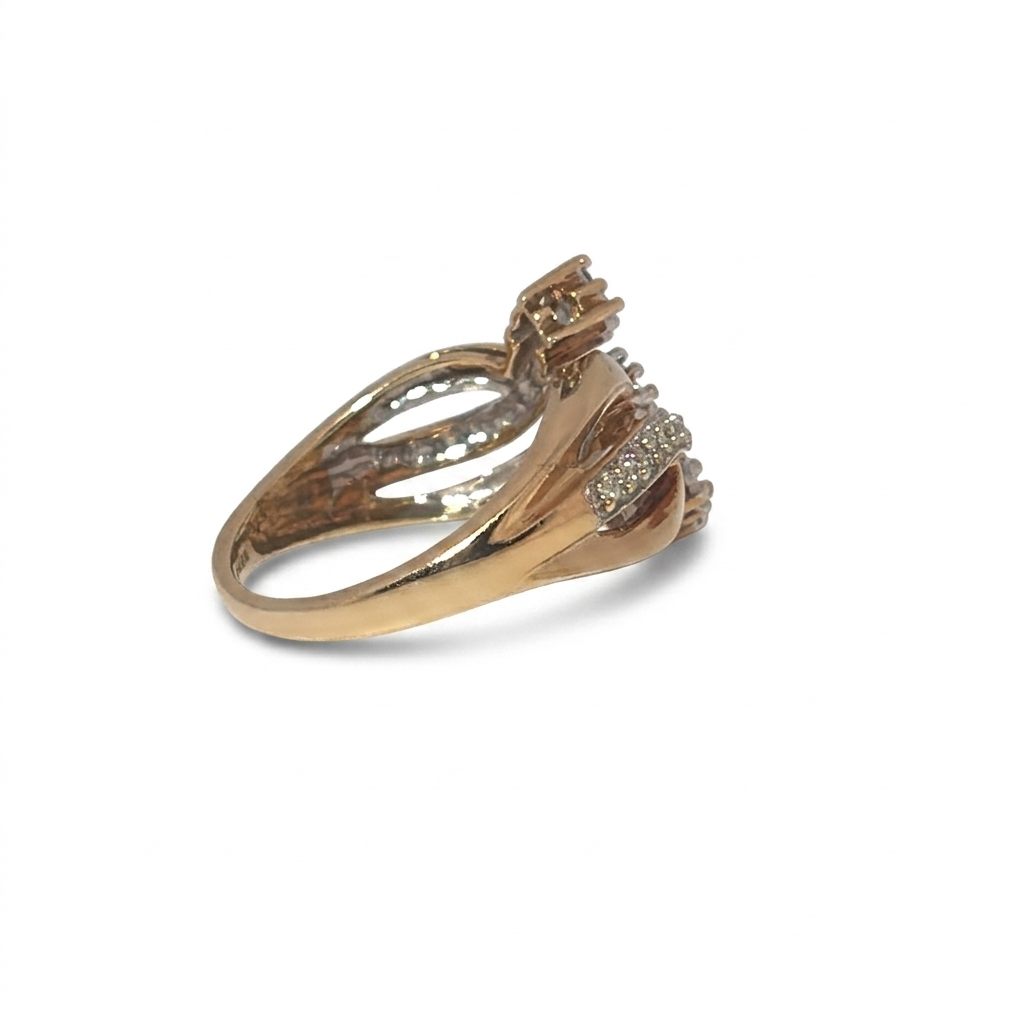 Natural Diamonds (0.054CT) Size 6.5, 10K Yellow Gold