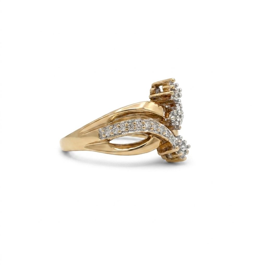 Natural Diamonds (0.054CT) Size 6.5, 10K Yellow Gold