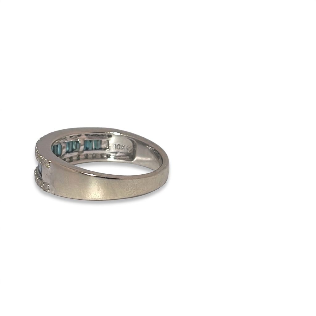 Natural white and Blue Diamonds (0.50 CTW), Size 7, 10K White Gold