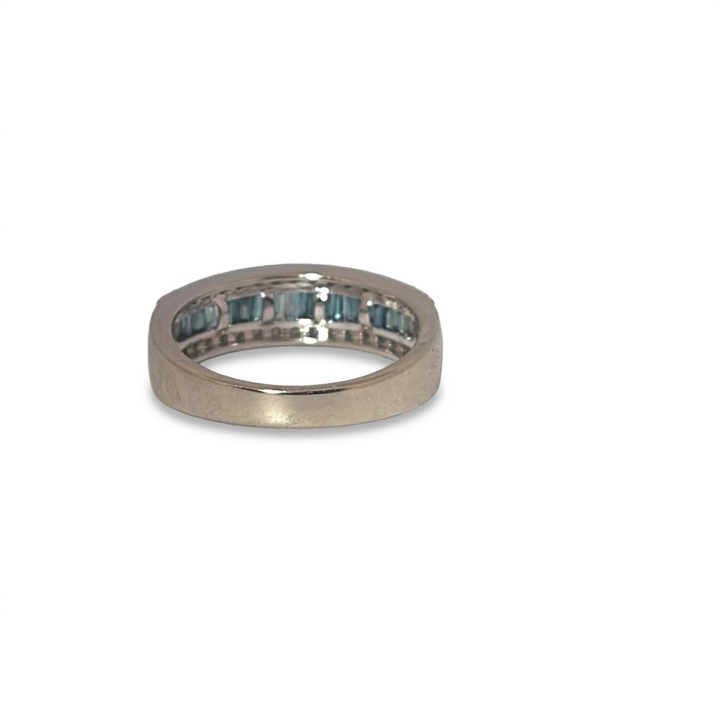 Natural white and Blue Diamonds (0.50 CTW), Size 7, 10K White Gold
