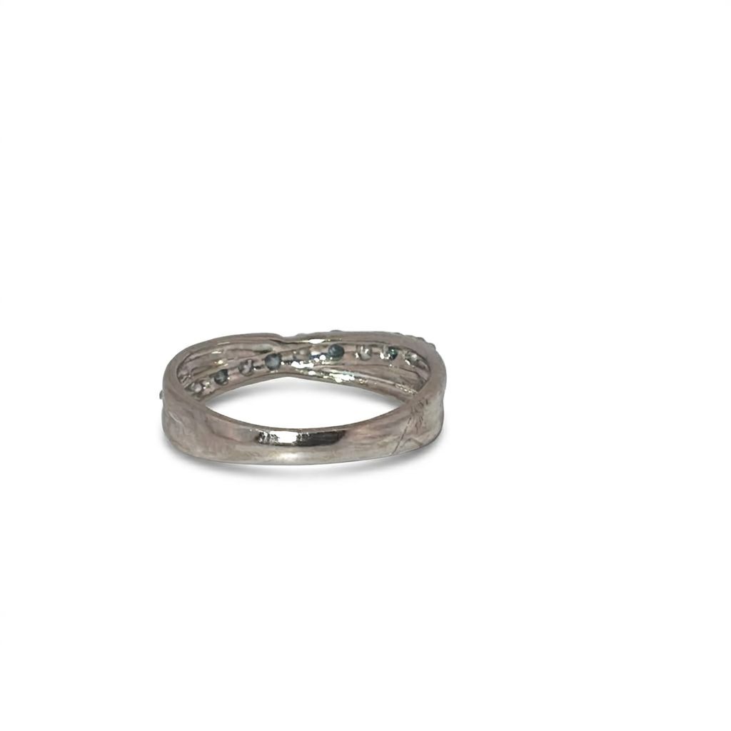 Natural White and Blue Diamonds (0.50 CTW), Designer Band, Size 6.5, 18K White Gold