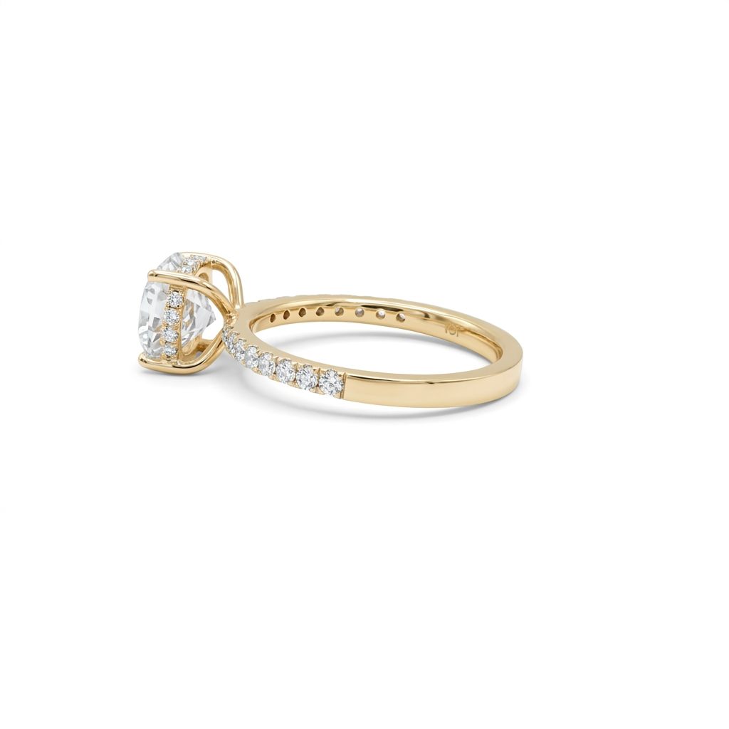 Round Halo Engagement Ring, Lab Grown Diamonds, Center 2 CT, 2.40 CTW