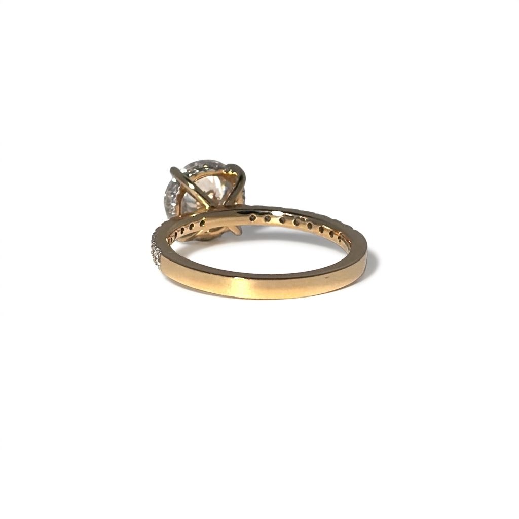 Round Halo Engagement Ring, Lab Grown Diamonds, Center 2 CT, 2.40 CTW