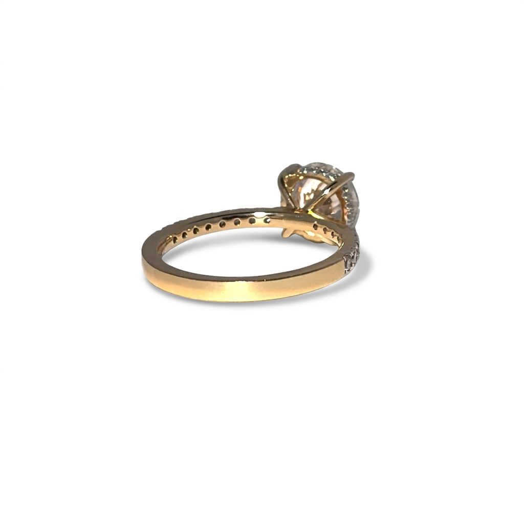 Round Halo Engagement Ring, Lab Grown Diamonds, Center 2 CT, 2.40 CTW