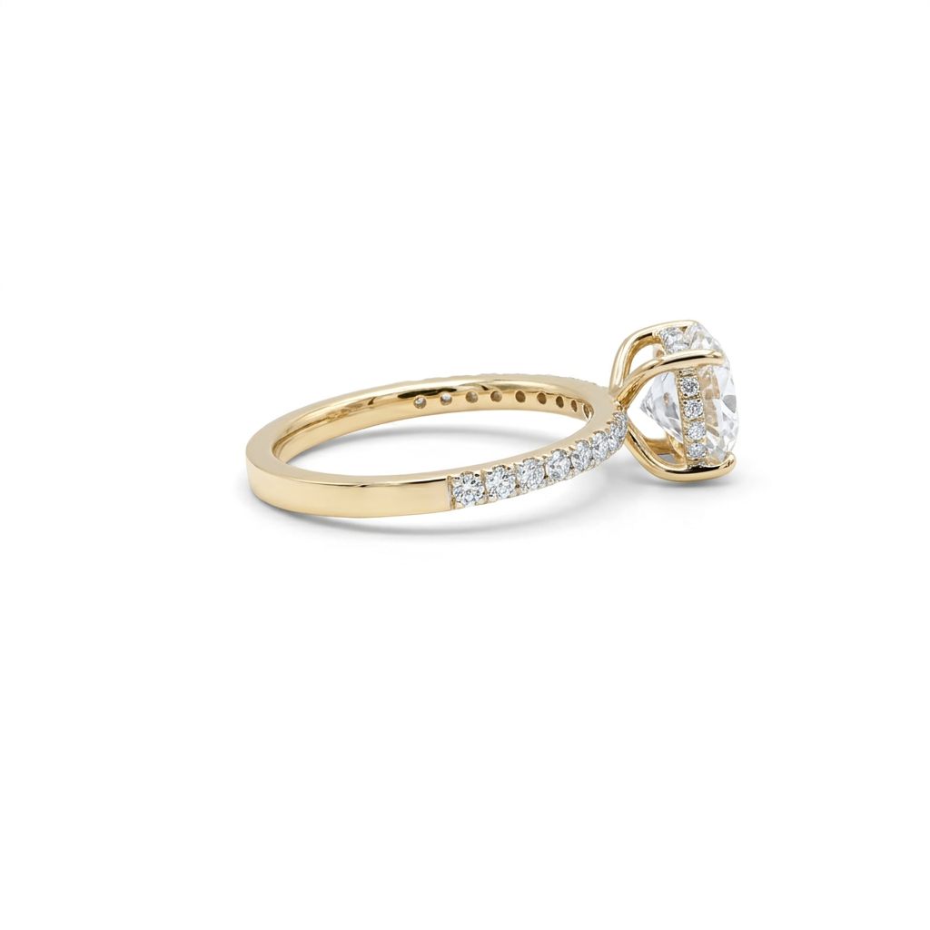 Round Halo Engagement Ring, Lab Grown Diamonds, Center 2 CT, 2.40 CTW