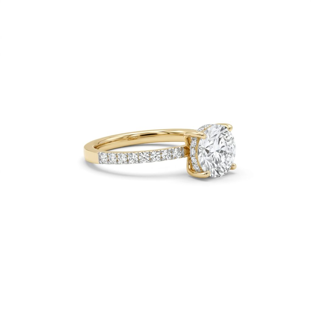 Round Halo Engagement Ring, Lab Grown Diamonds, Center 2 CT, 2.40 CTW