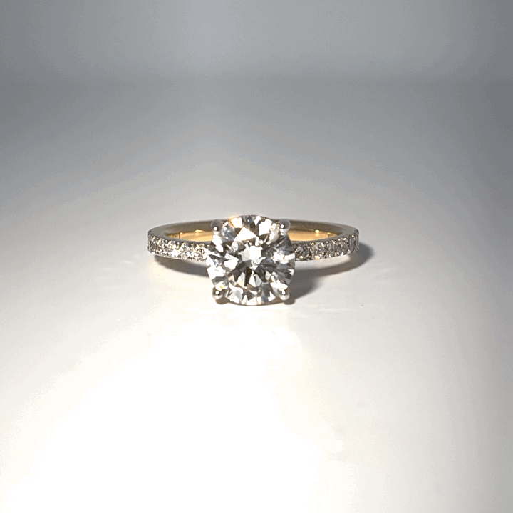 Round Halo Engagement Ring, Lab Grown Diamonds, Center 2 CT, 2.40 CTW