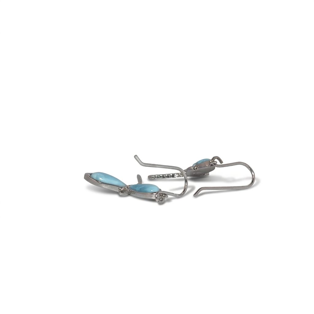 Larimar Dragon Fly Earring; 925 Sterling Silver