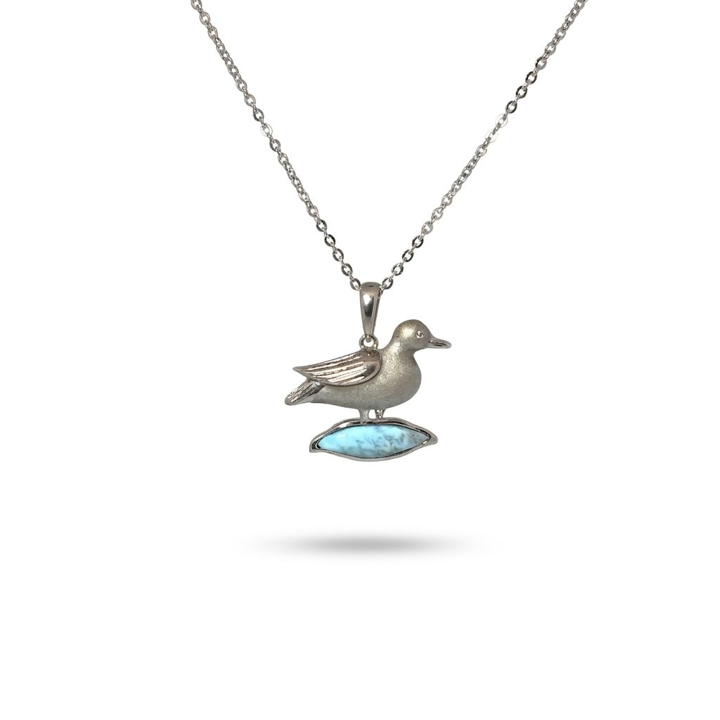 Larimar Mallard Pendant Chain; 925 Sterling Silver
