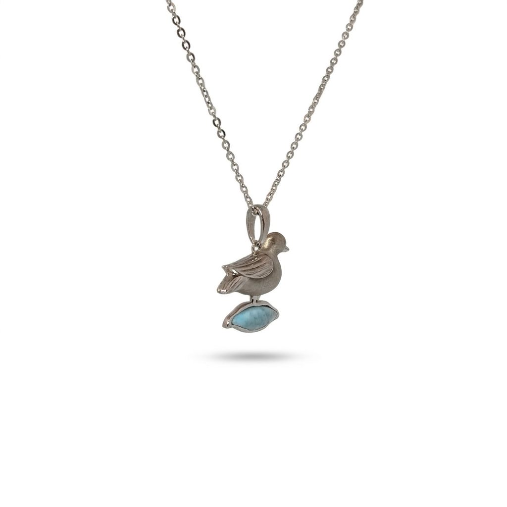 Larimar Mallard Pendant Chain; 925 Sterling Silver