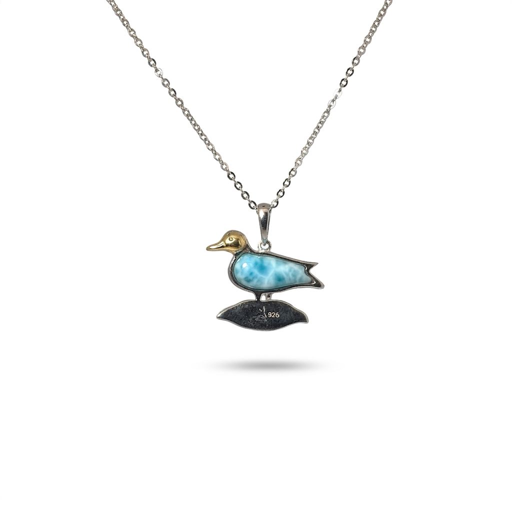 Larimar Mallard Pendant Chain; 925 Sterling Silver