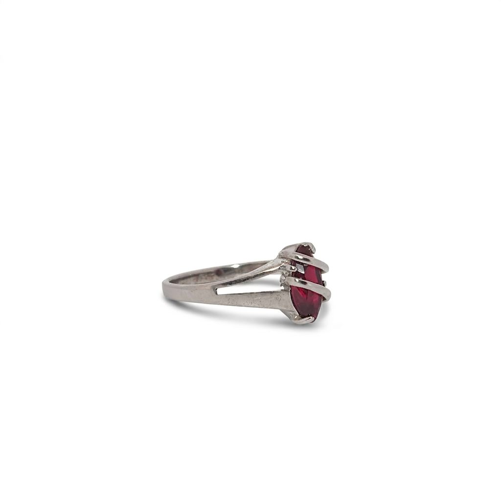 Marquise Spinel in 10K White Gold Setting. Women Fashion Ring.