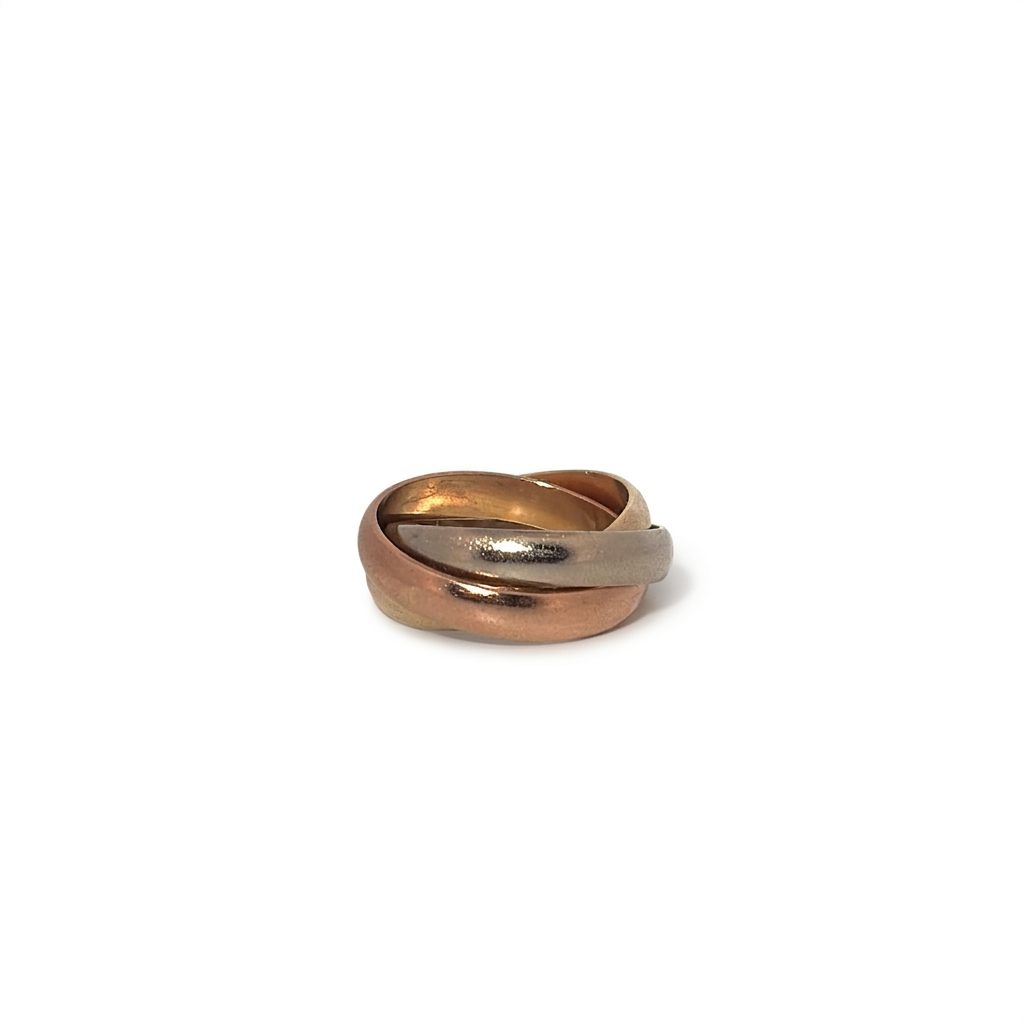 Three Tone Designer Bands 6.2G Size 5.5, 14K White, Yellow and Rose Gold
