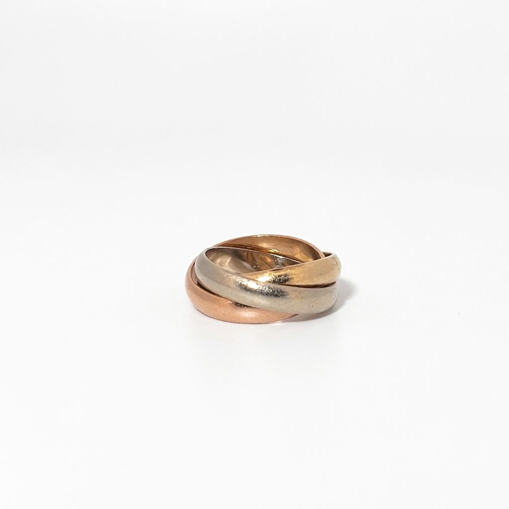 Three Tone Designer Bands 6.2G Size 5.5, 14K White, Yellow and Rose Gold