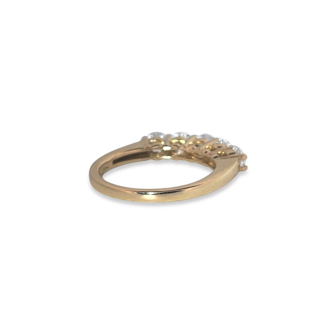 14K Yellow Gold Women's Ring, set with 5 Lab Grown Diamonds (1.33ct total, E, VS2), Size 7.25.