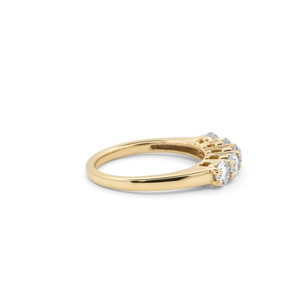 14K Yellow Gold Women's Ring, set with 5 Lab Grown Diamonds (1.33ct total, E, VS2), Size 7.25.