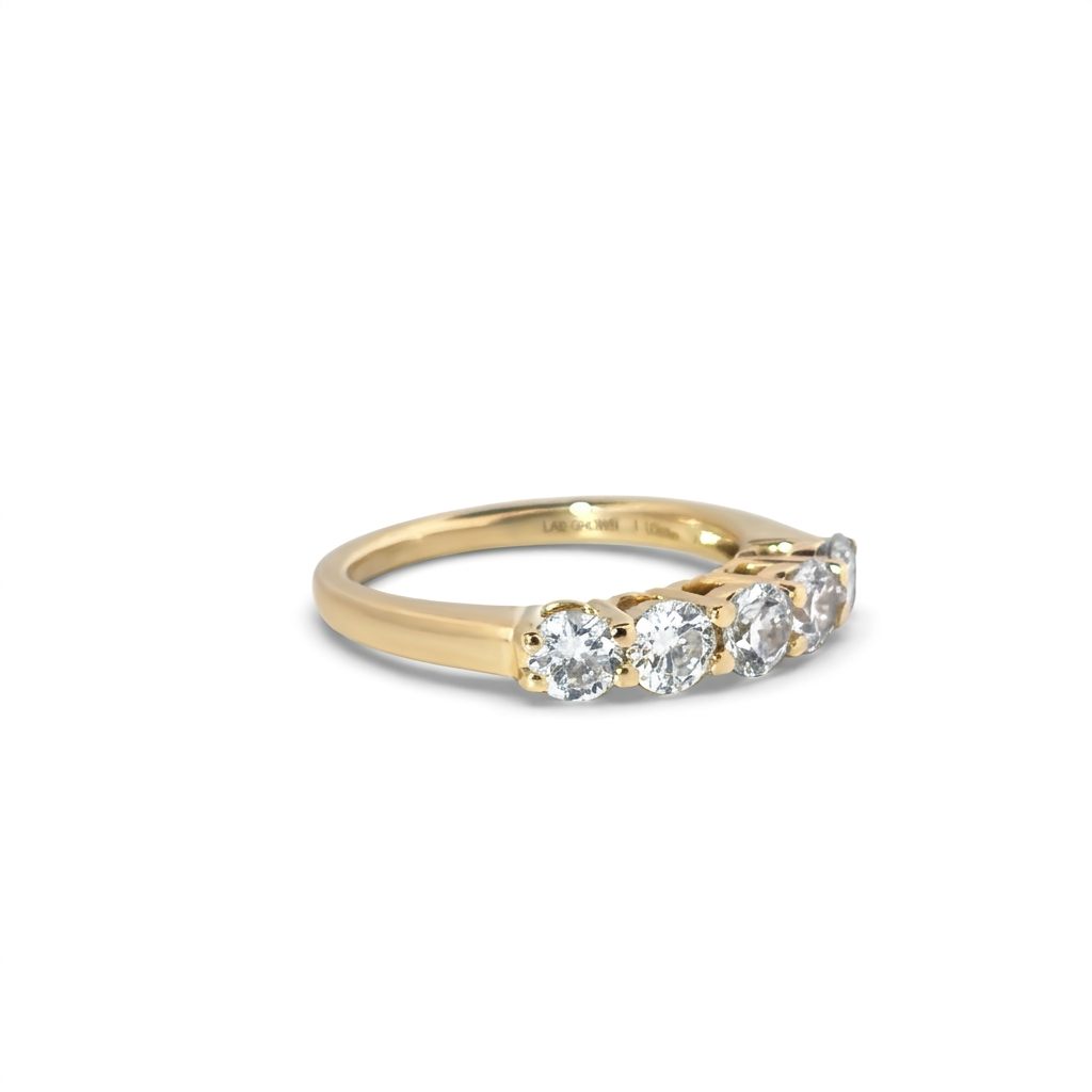 14K Yellow Gold Women's Ring, set with 5 Lab Grown Diamonds (1.33ct total, E, VS2), Size 7.25.
