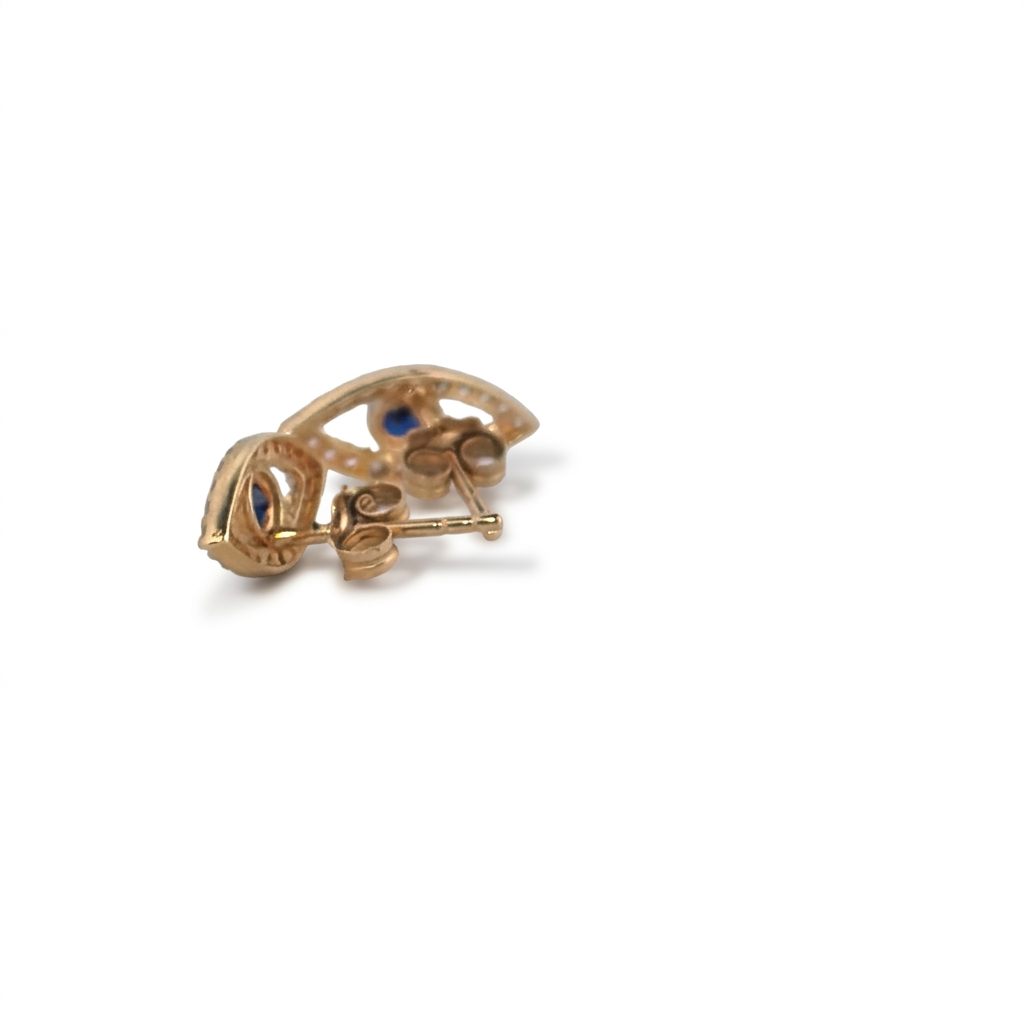 Evil Eye Studs Earrings with CZ, 14K Yellow Gold (1.30 GW)