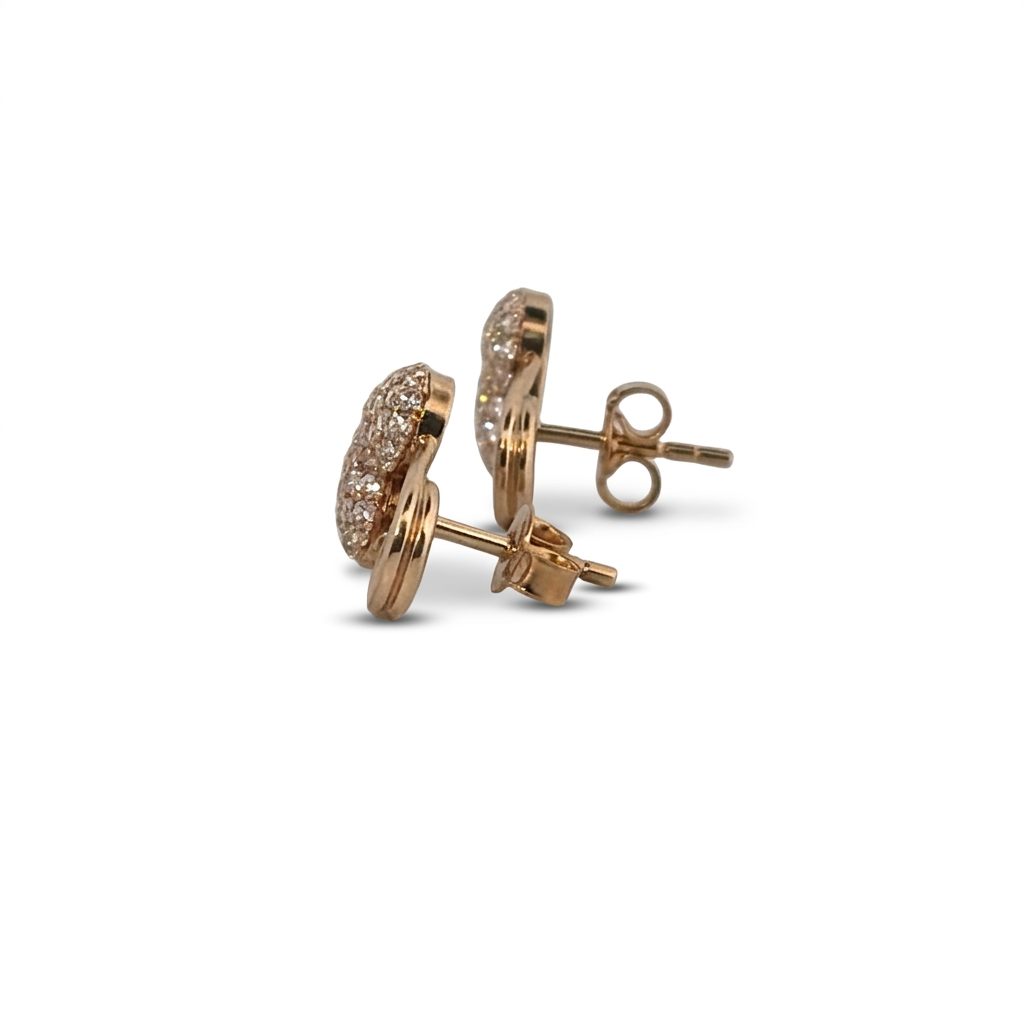 Heart Shape Studs Earrings with CZ, 14K Yellow Gold (2.7 GW)