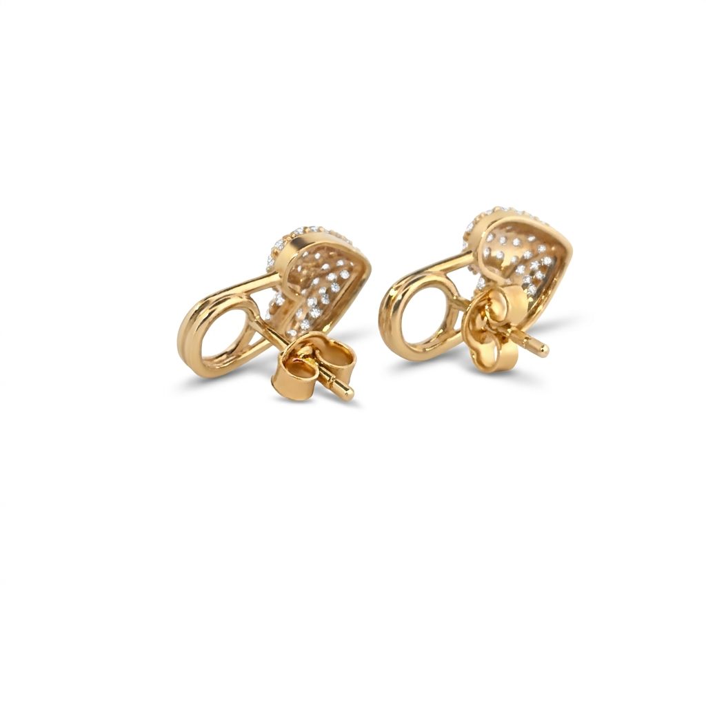 Heart Shape Studs Earrings with CZ, 14K Yellow Gold (2.7 GW)