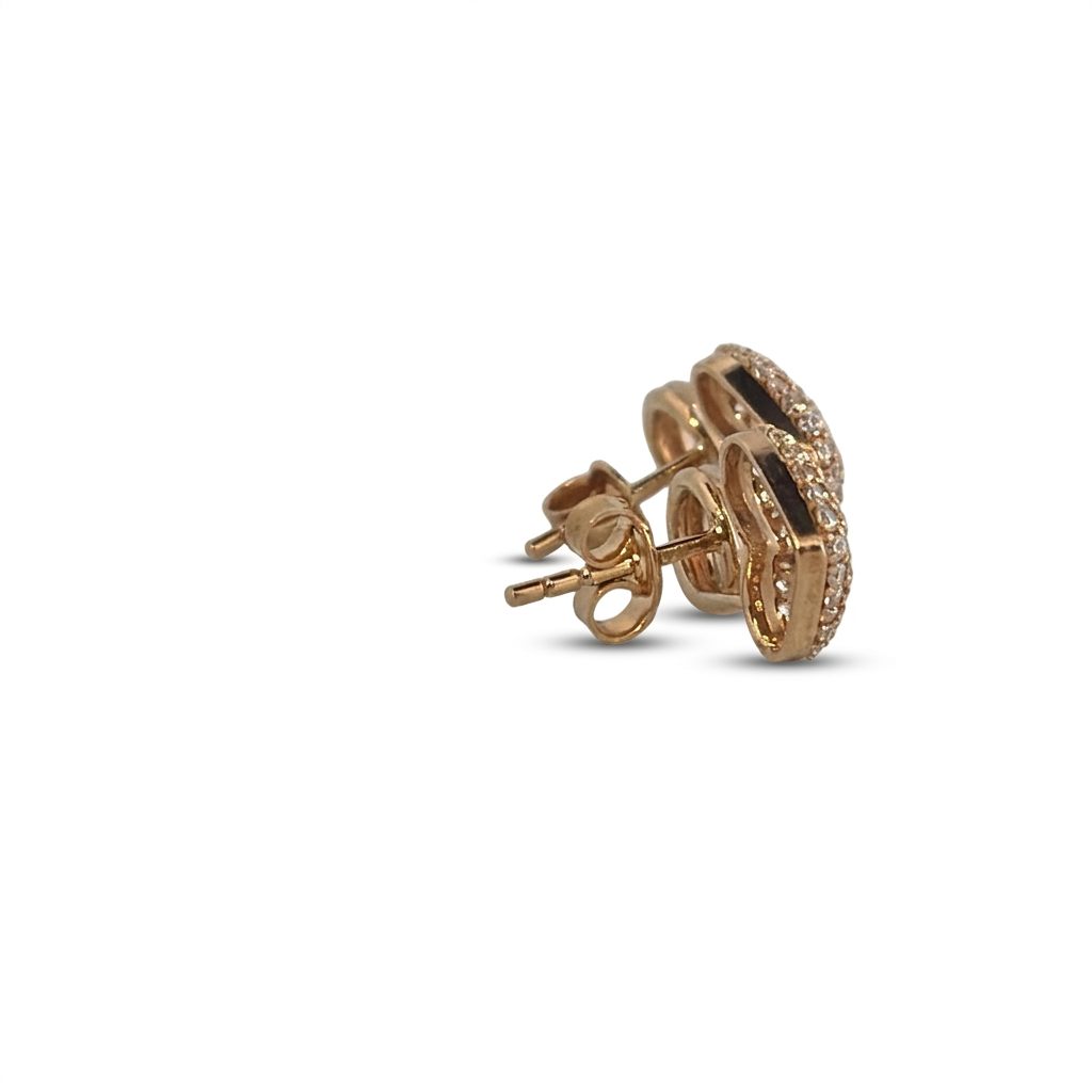 Heart Shape Studs Earrings with CZ, 14K Yellow Gold (2.7 GW)