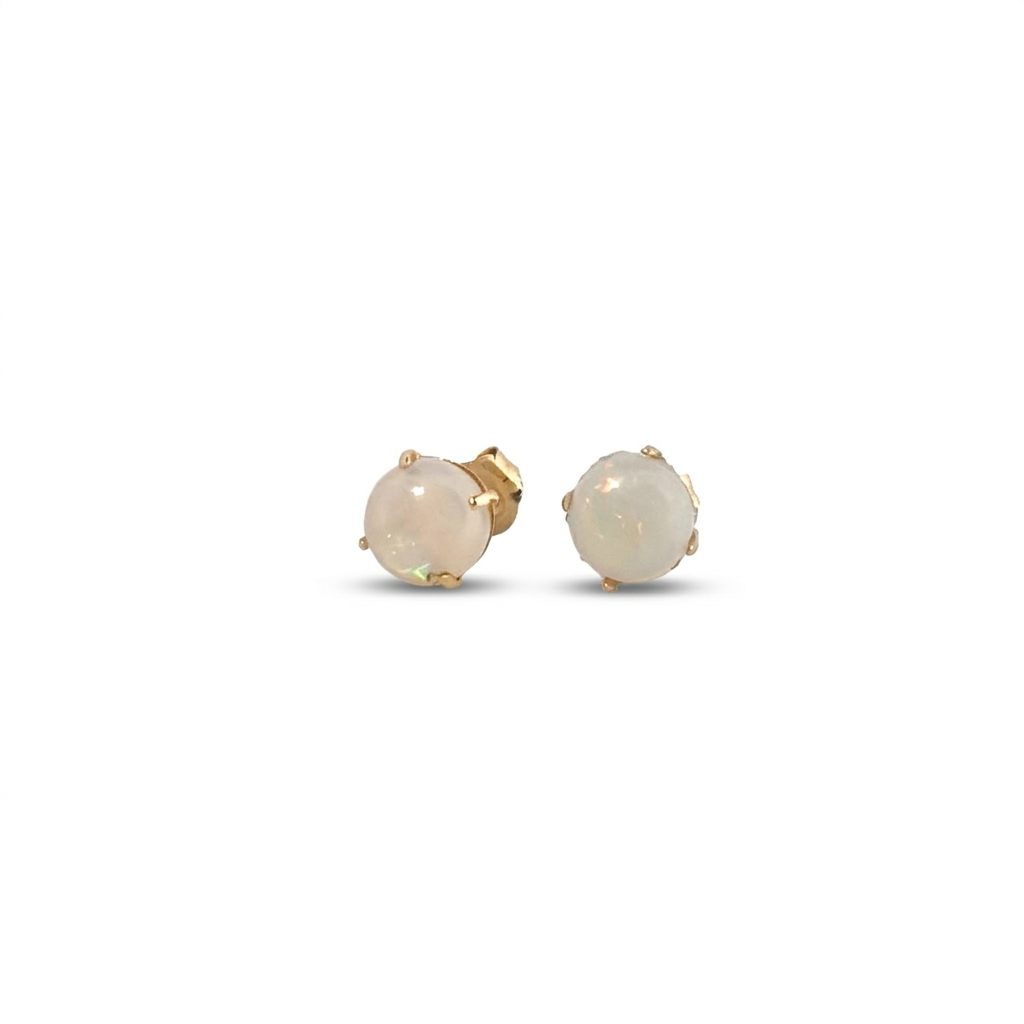 Natural Opal Earring Stud, 10K Yellow Gold