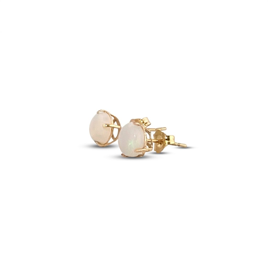 Natural Opal Earring Stud, 10K Yellow Gold
