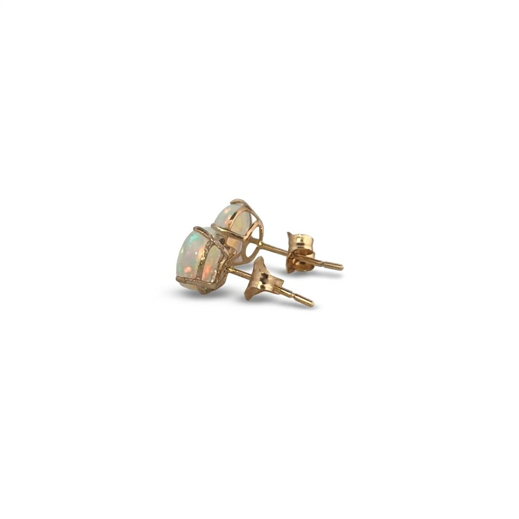 Natural Opal Earring Stud, 10K Yellow Gold