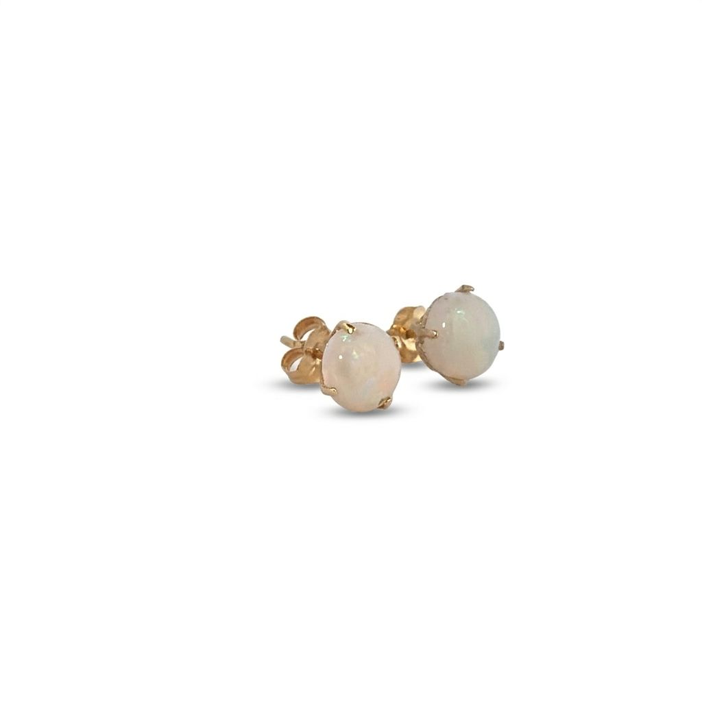 Natural Opal Earring Stud, 10K Yellow Gold