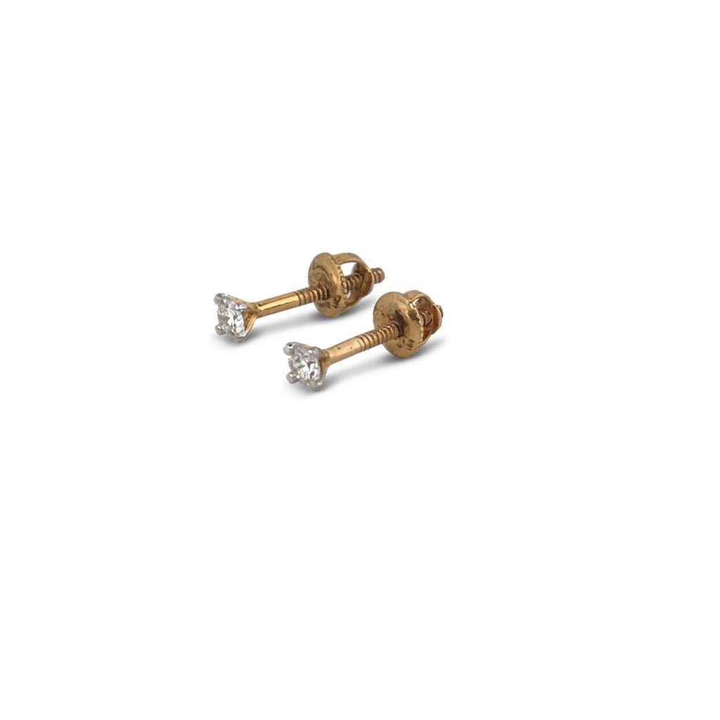 Natural Diamonds 0.16CT G/VS2, Earring Studs 10K Yellow Gold