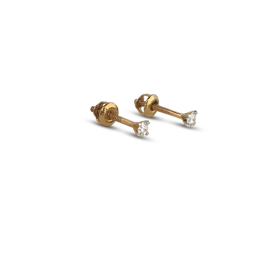 Natural Diamonds 0.16CT G/VS2, Earring Studs 10K Yellow Gold