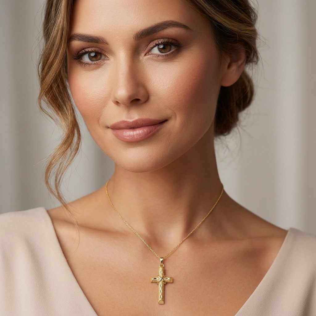 CROSS Pendant with Chain 14K Yellow Gold