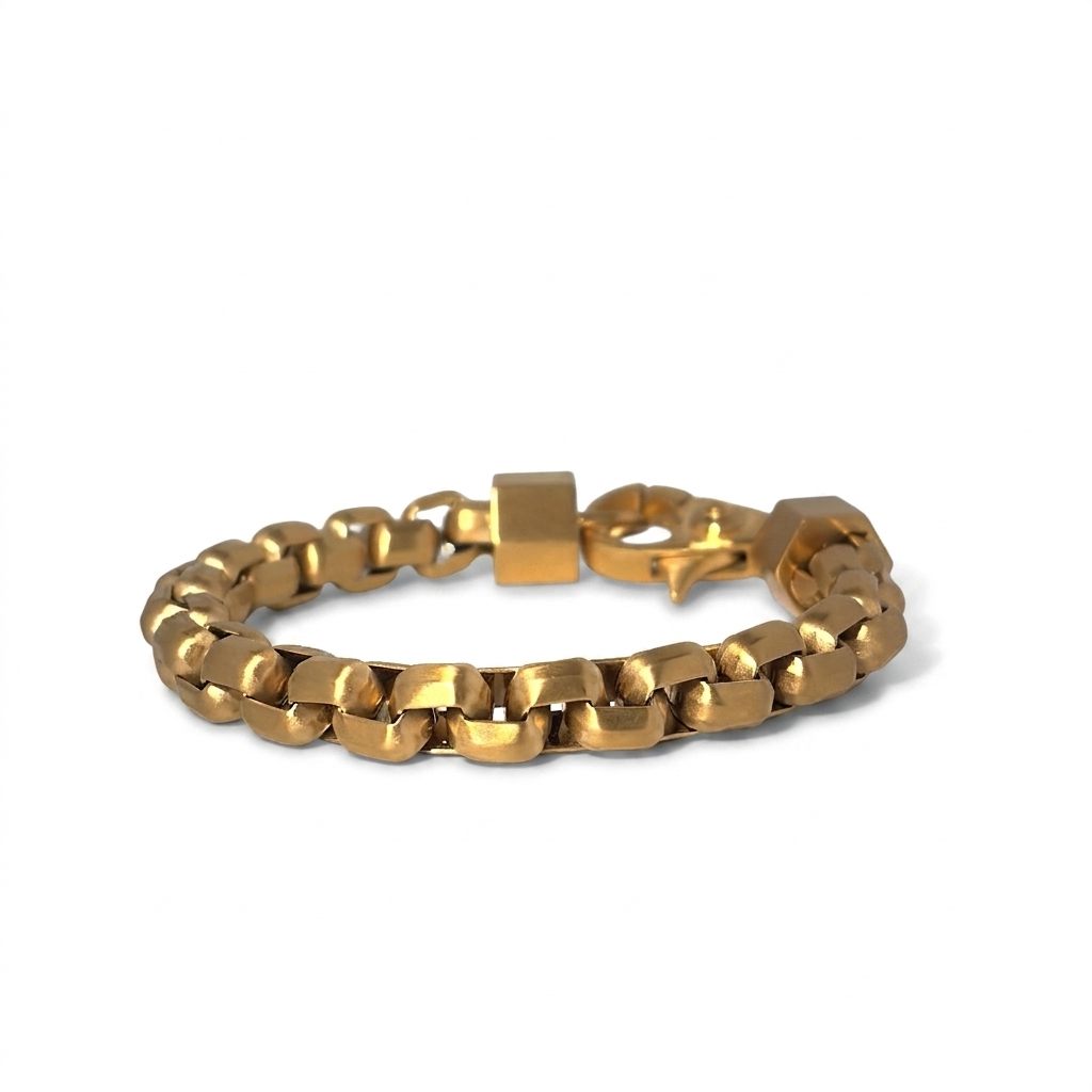 Matte Stainless Steel Hexagon Box Link 7" Bracelet