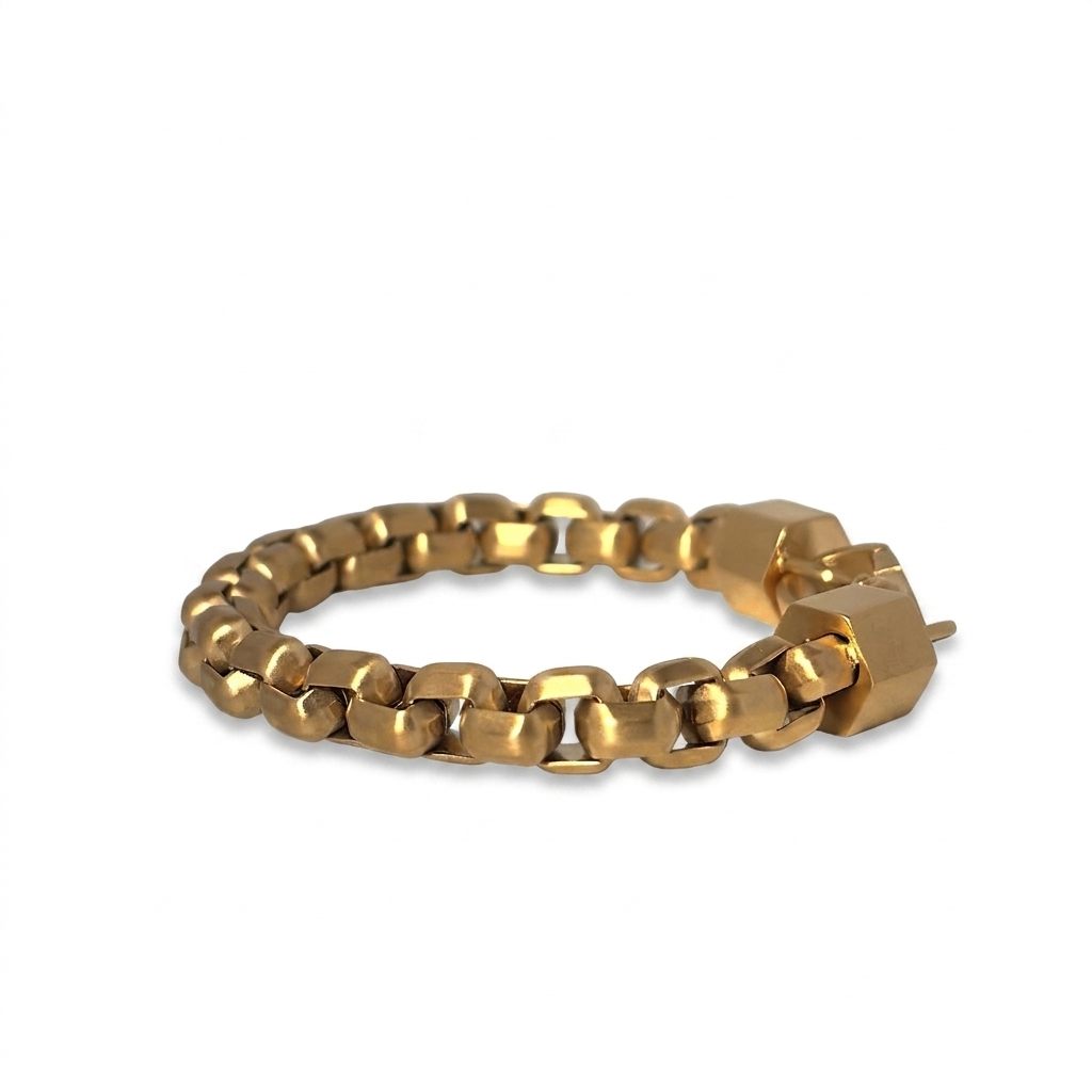 Matte Stainless Steel Hexagon Box Link 7" Bracelet