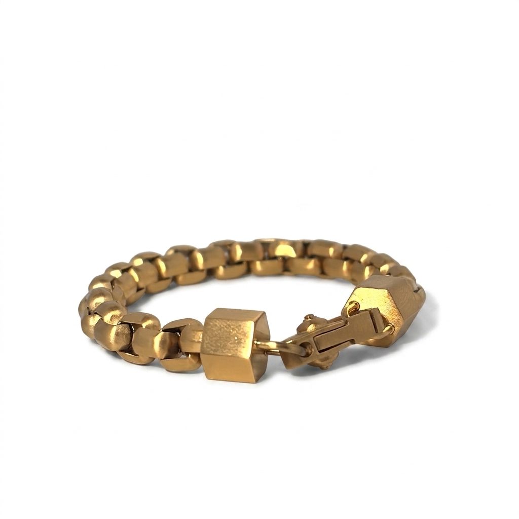 Matte Stainless Steel Hexagon Box Link 7" Bracelet