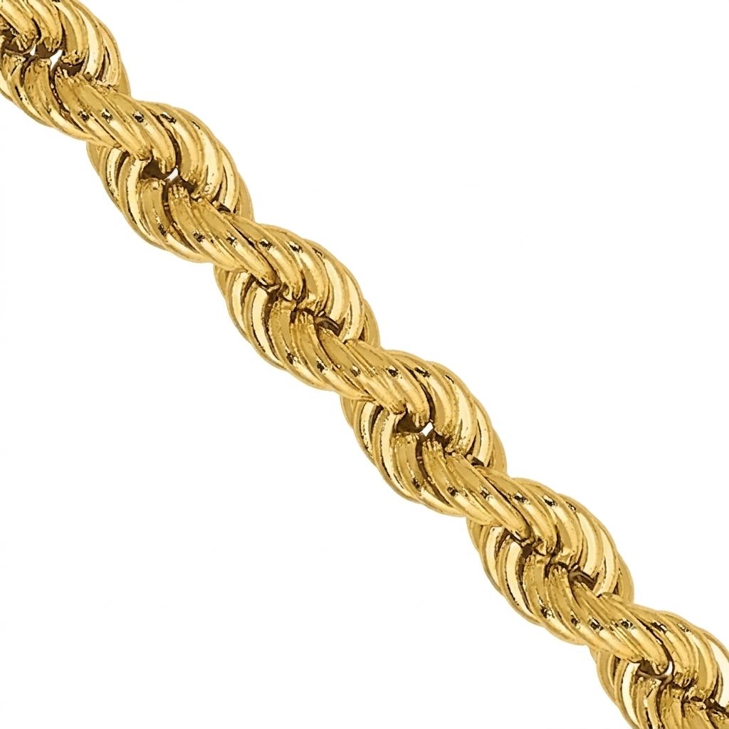 Unisex Solid Gold Rope Chain Necklace, 14K Yellow Gold, 25.36g.
