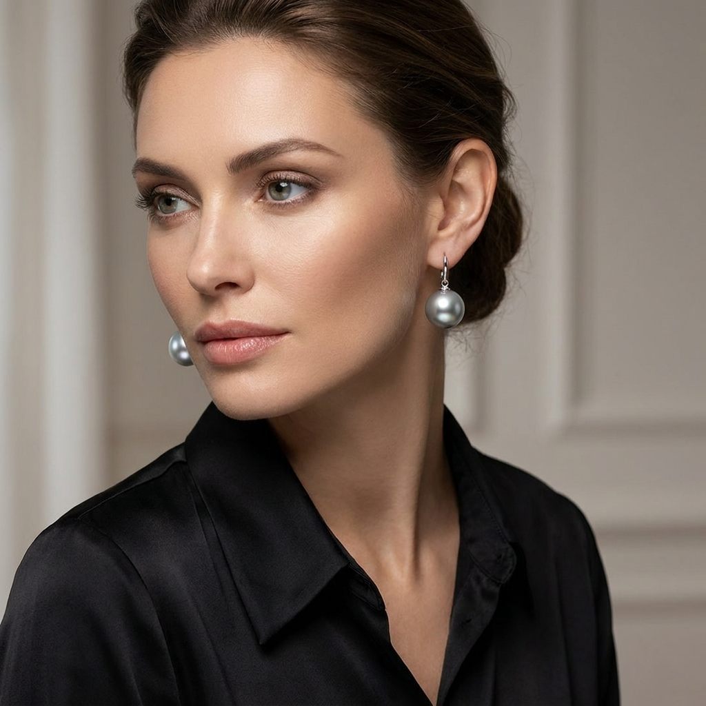 11.7 mm to 12.3 mm, Tahitian Pearl Dangling Earring,  Platinum 900